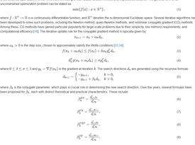 Training neural networks with a modified Dai–Liao